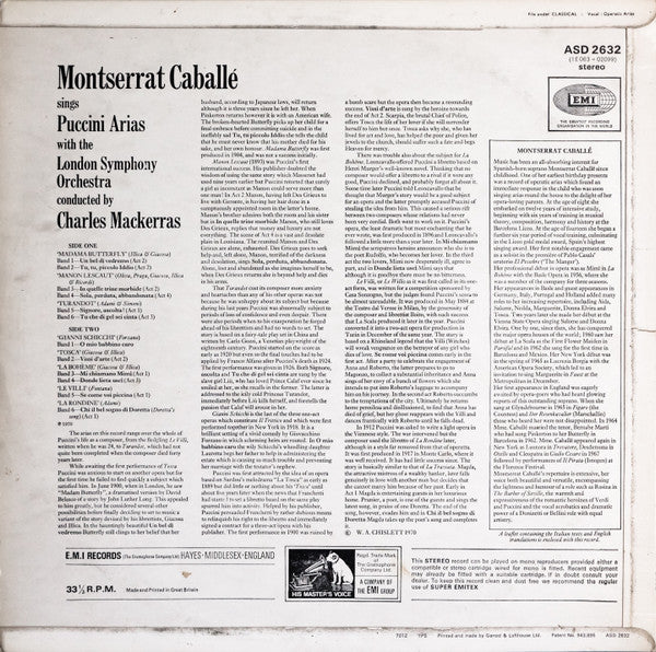 Giacomo Puccini - Montserrat Caballé, London Symphony Orchestra, Sir Charles Mackerras : Puccini Arias (LP, Comp)