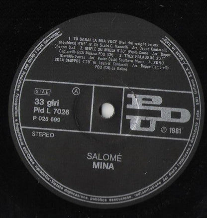 Mina (3) : Salomè (2xLP, Album, Gat)