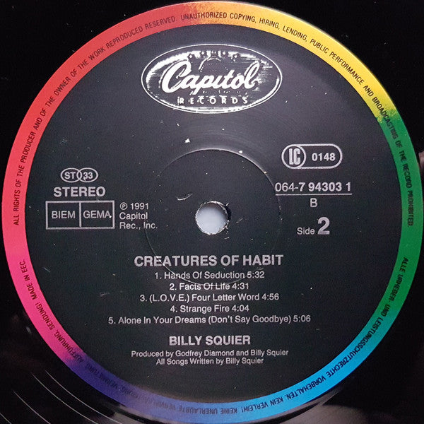 Billy Squier : Creatures Of Habit (LP, Album)