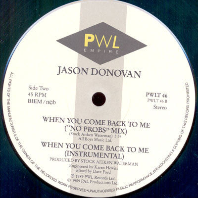 Jason Donovan : When You Come Back To Me (12")