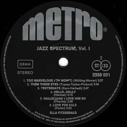 Ella Fitzgerald : Jazz Spectrum Vol. 1 (LP, Comp)