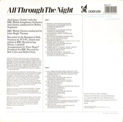 Aled Jones, BBC Welsh Symphony Orchestra, BBC Welsh Chorus, John Hugh Thomas Conducted By Robin Stapleton : All Through The Night (LP, Album)