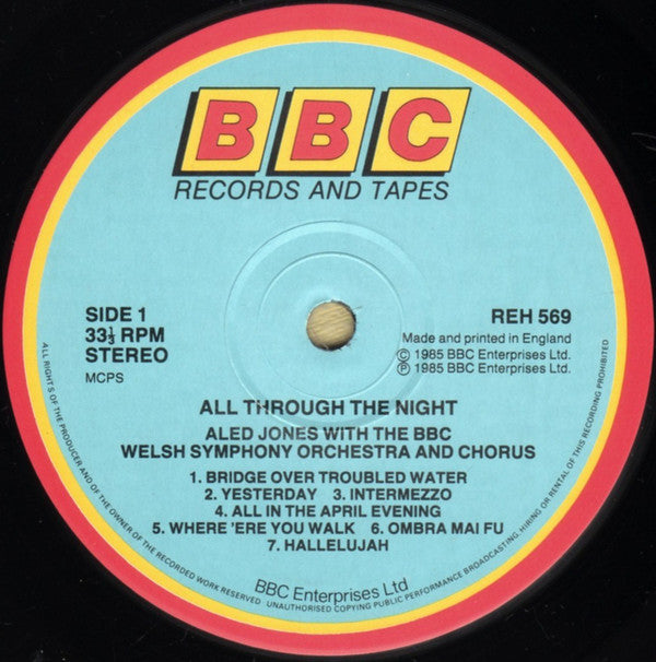 Aled Jones, BBC Welsh Symphony Orchestra, BBC Welsh Chorus, John Hugh Thomas Conducted By Robin Stapleton : All Through The Night (LP, Album)