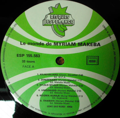 Miriam Makeba : Le Monde De Myriam Makeba (LP, Album, RE)