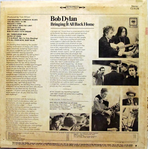 Bob Dylan : Bringing It All Back Home (LP, Album, RP, Pit)