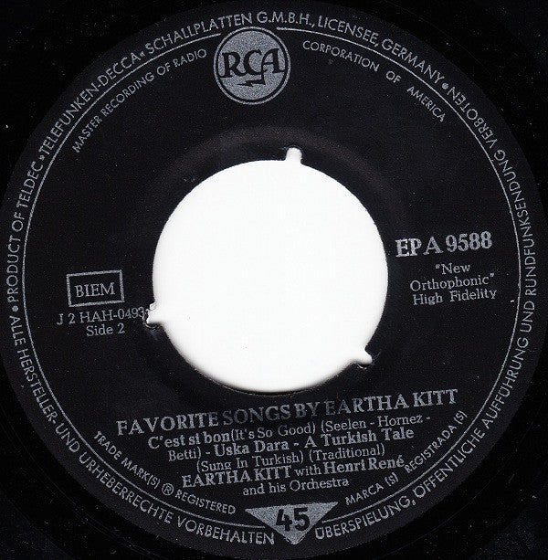 Eartha Kitt : Favorite Songs By Eartha Kitt (7", EP, S5)