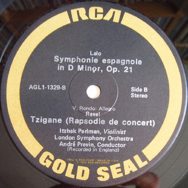 Édouard Lalo / Maurice Ravel - Itzhak Perlman, André Previn, London Symphony Orchestra : Symphonie Espagnole / Tzigane (LP, RE)