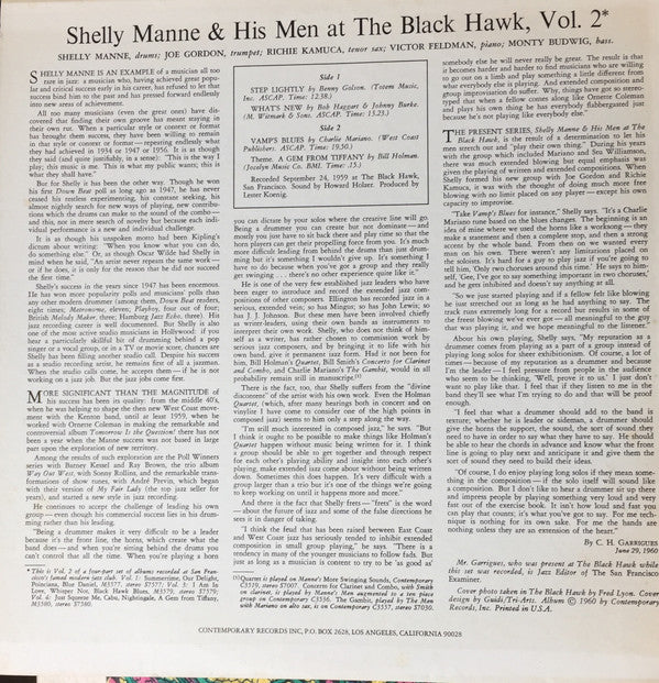 Shelly Manne & His Men : At The Black Hawk, Vol. 2 (LP, Album, RE)