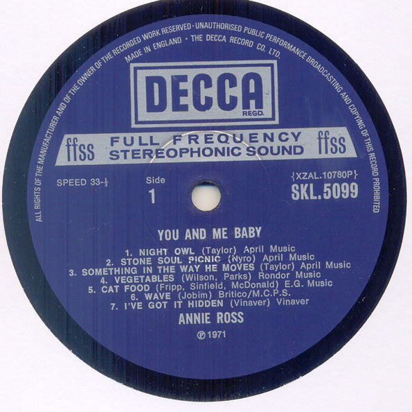 Annie Ross : You And Me Baby (LP, Album)