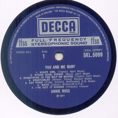 Annie Ross : You And Me Baby (LP, Album)