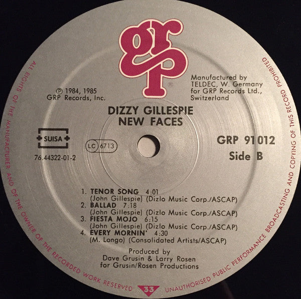 Dizzy Gillespie : New Faces (LP, Album)