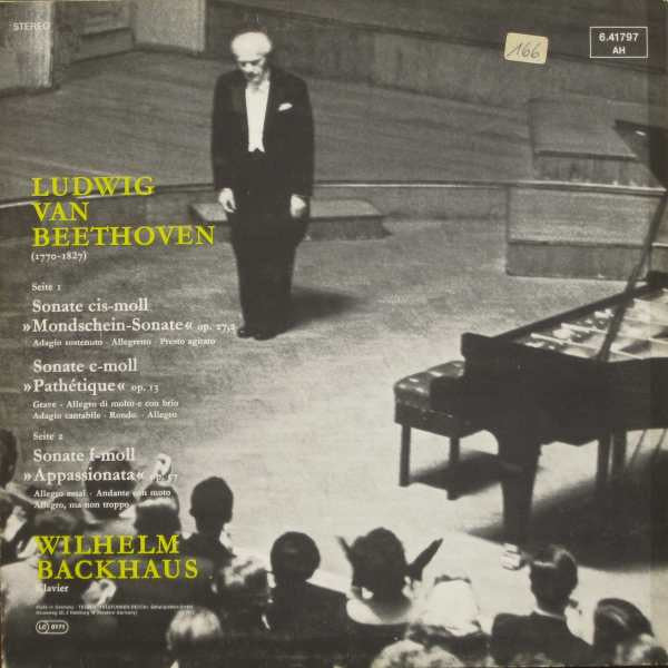 Ludwig Van Beethoven, Wilhelm Backhaus : Mondschein-Sonate / Pathétique / Appassionata (LP, RE)