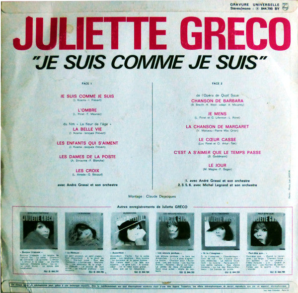 Juliette Gréco : Je Suis Comme Je Suis (LP, Comp)