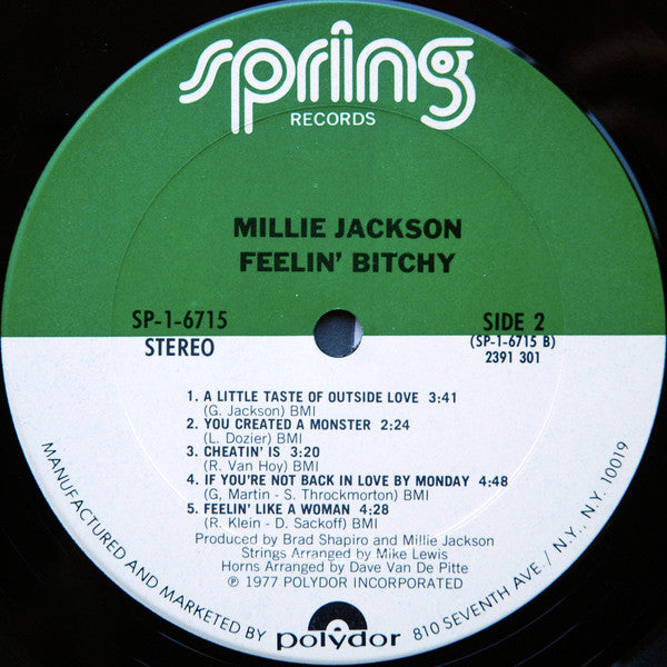 Millie Jackson : Feelin' Bitchy (LP, Album, Pit)