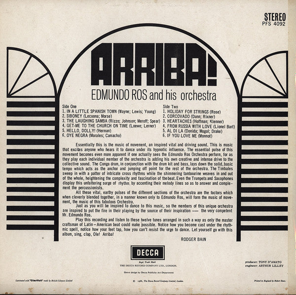 Edmundo Ros & His Orchestra : Arriba! (LP, Album)