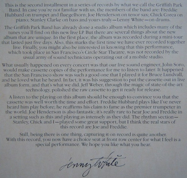 Stanley Clarke / Chick Corea / Joe Henderson / Freddie Hubbard / Lenny White : The Griffith Park Collection 2 In Concert (2xLP, Album, AR )