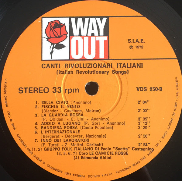 Various : Canti Rivoluzionari Italiani (Italian Revolutionary Songs) (LP)