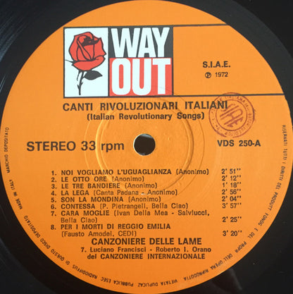 Various : Canti Rivoluzionari Italiani (Italian Revolutionary Songs) (LP)