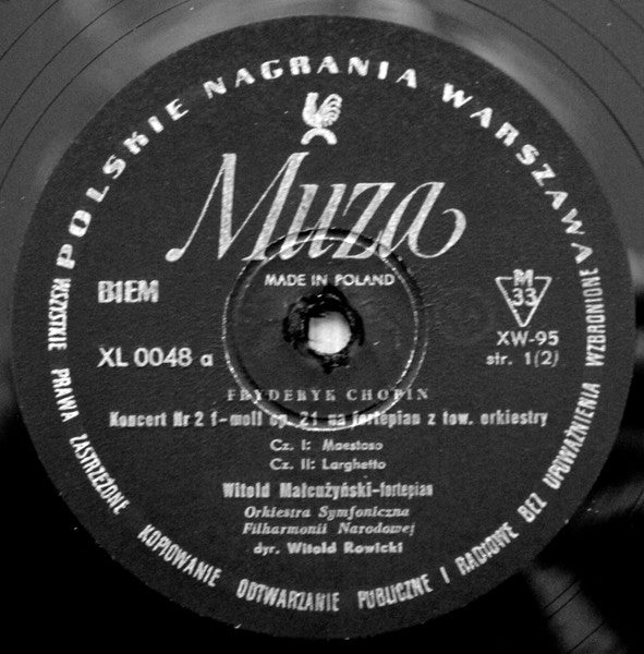 Frédéric Chopin, Witold Malcuzynsky, Orkiestra Symfoniczna Filharmonii Narodowej, Witold Rowicki : Koncert No 2 F-moll Op. 21 / Etiuda Cis-moll Op. 25 No 7 / Mazurek Cis-moll Op. 63 No 3 / Scherzo Cis-moll Op. 39 (LP, Album, Mono, Bla)