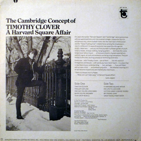 Timothy Clover : The Cambridge Concept Of Timothy Clover (A Harvard Square Affair) (LP, Album)