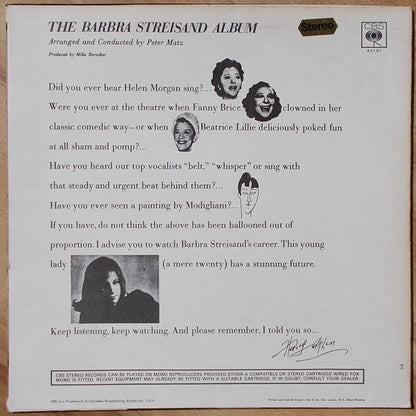 Barbra Streisand : The Barbra Streisand Album (LP, Album)