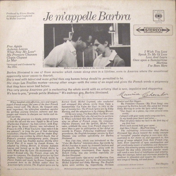 Barbra Streisand : Je M'Appelle Barbra (LP, Album)