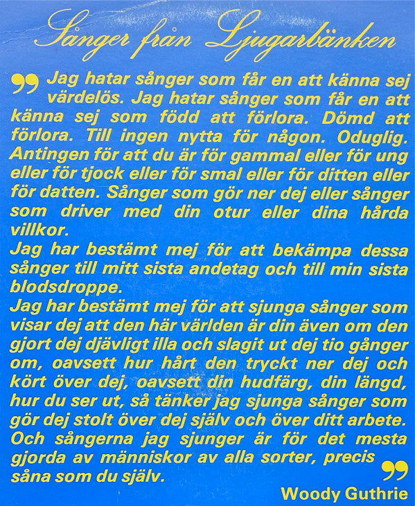 Fria Proteatern : Sånger Från Ljugarbänken (LP, Album)