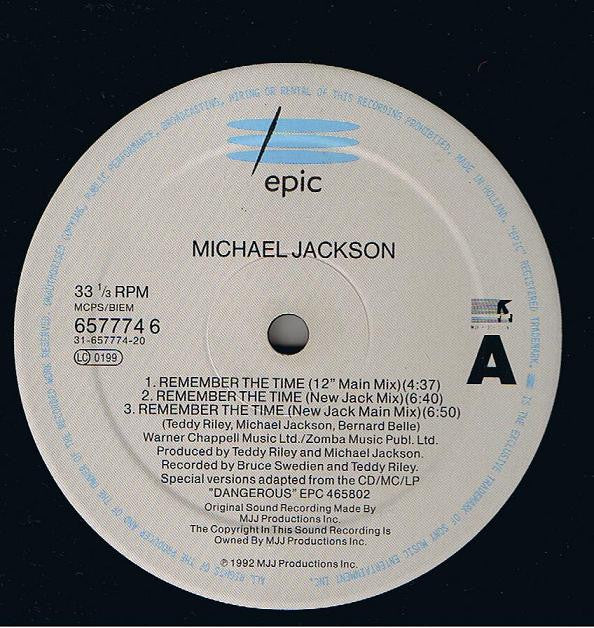 Michael Jackson : Remember The Time (12", Single)