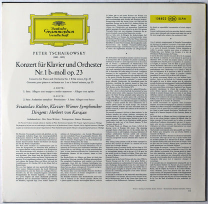 Pyotr Ilyich Tchaikovsky, Sviatoslav Richter, Herbert Von Karajan, Wiener Symphoniker : Klavierkonzert Nr. 1 Für Klavier Und Orchester (LP)