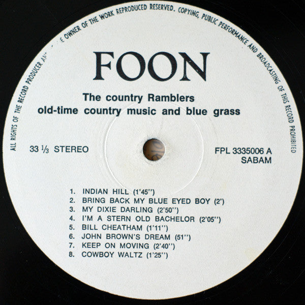 Country Ramblers (3) : Old-time Country Music And Bluegrass (LP)