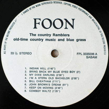 Country Ramblers (3) : Old-time Country Music And Bluegrass (LP)