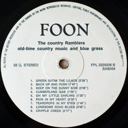 Country Ramblers (3) : Old-time Country Music And Bluegrass (LP)