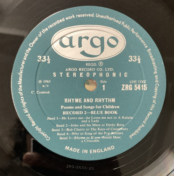 Various : Rhyme & Rhythm: Poems And Songs For Children: Record 2 - Blue Book (LP)