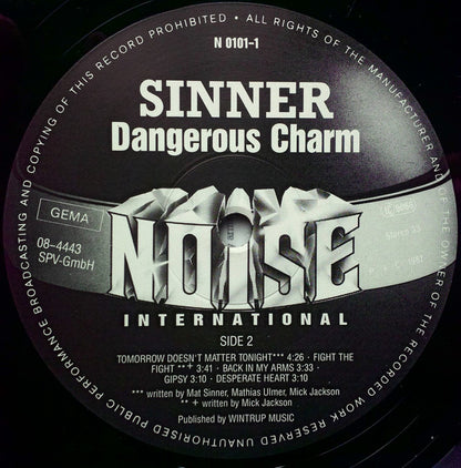 Sinner : Dangerous Charm (LP, Album)