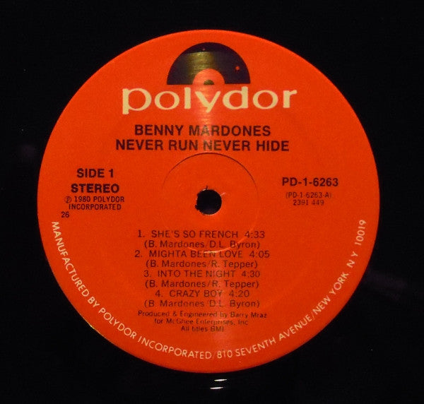 Benny Mardones : Never Run Never Hide (LP, Album, 26)