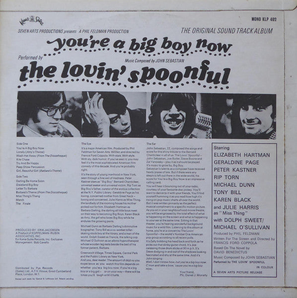 The Lovin' Spoonful : You're A Big Boy Now - The Original Sound Track Album (LP, Album, Mono)