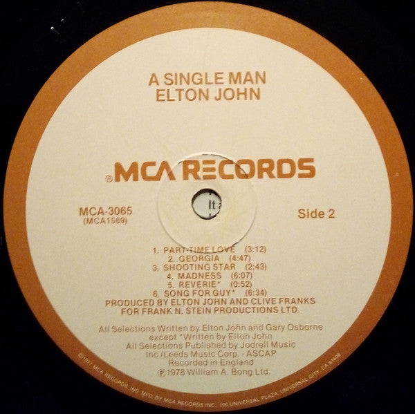 Elton John : A Single Man (LP, Album, Glo)