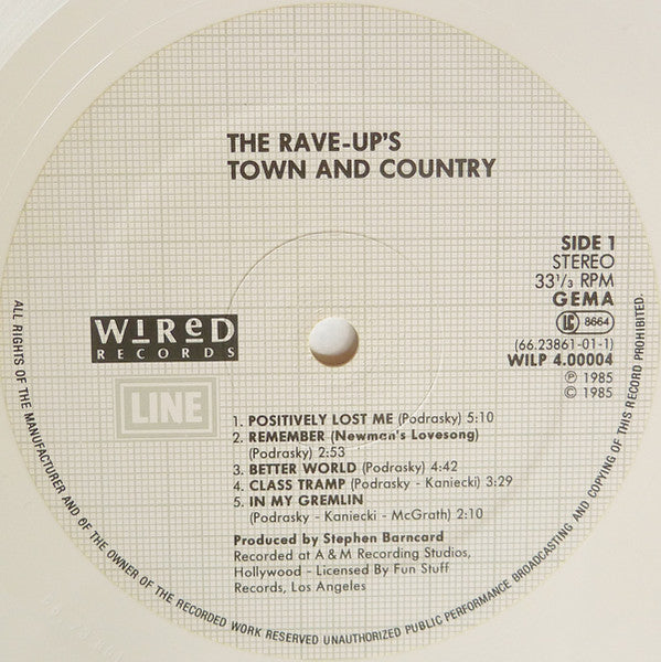 The Rave-Ups : Town + Country (LP, Album, Whi)