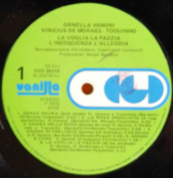 Ornella Vanoni - Vinicius De Moraes - Toquinho : La Voglia La Pazzia L'Incoscienza L'Allegria (LP, Album, RP, Gat)