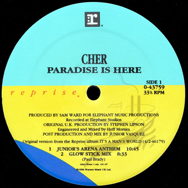 Cher : Paradise Is Here (12", Maxi)
