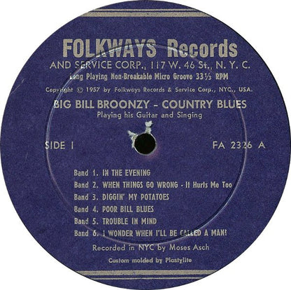 Big Bill Broonzy : Big Bill Broonzy Sings Country Blues (LP, Album)