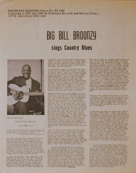 Big Bill Broonzy : Big Bill Broonzy Sings Country Blues (LP, Album)