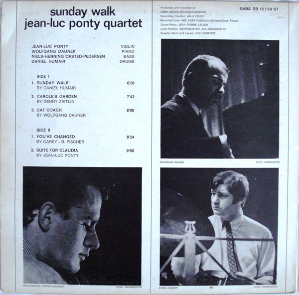 Jean-Luc Ponty : Sunday Walk (LP, Album, Gat)