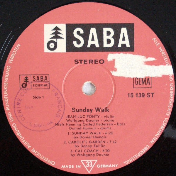 Jean-Luc Ponty : Sunday Walk (LP, Album, Gat)