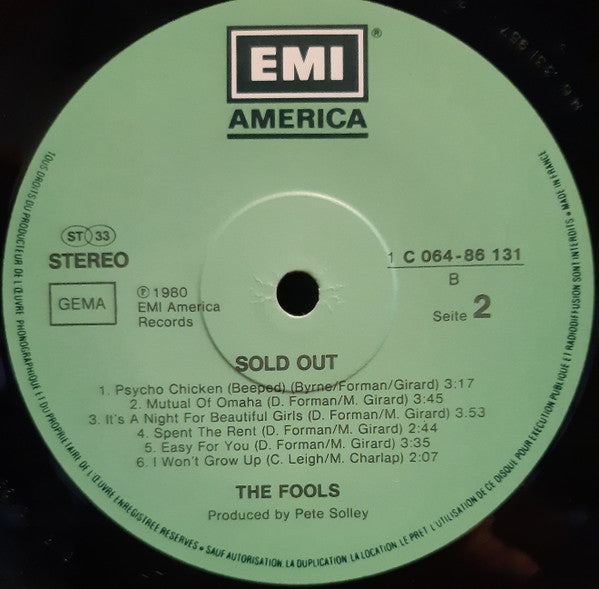 The Fools : Sold Out (LP, Album, RE)