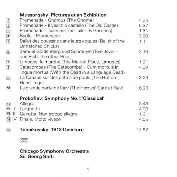 Pyotr Ilyich Tchaikovsky, Modest Mussorgsky - Georg Solti : 1812 Overture / Pictures At An Exhibition (CD, Comp)