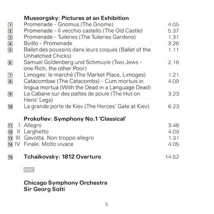 Pyotr Ilyich Tchaikovsky, Modest Mussorgsky - Georg Solti : 1812 Overture / Pictures At An Exhibition (CD, Comp)