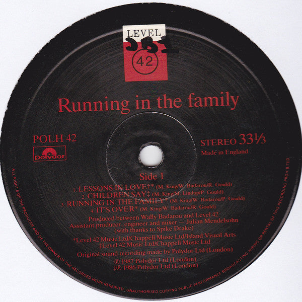 Level 42 : Running In The Family (LP, Album)