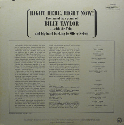 Billy Taylor : Right Here, Right Now! (LP, Album, Mono)