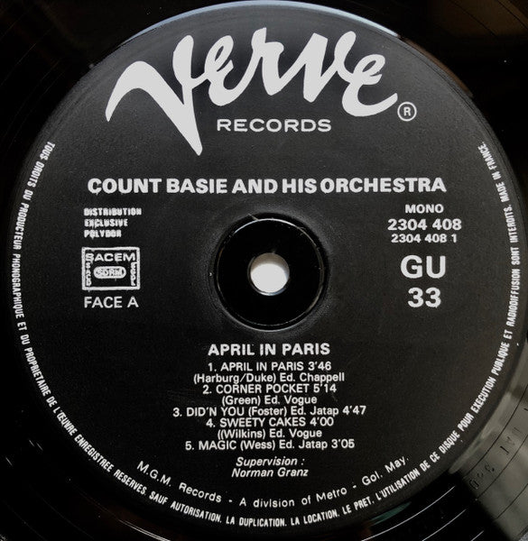 Count Basie Orchestra : April In Paris (LP, Album, Mono, RE)